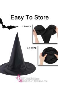 Nón Phù Thủy Đen Vải Oxford