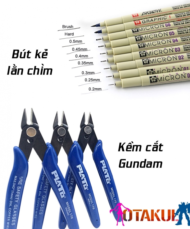 Bộ Bút Kẻ Lằn Chìm + Kềm Plato + Action Base: Phụ Kiện Gundam