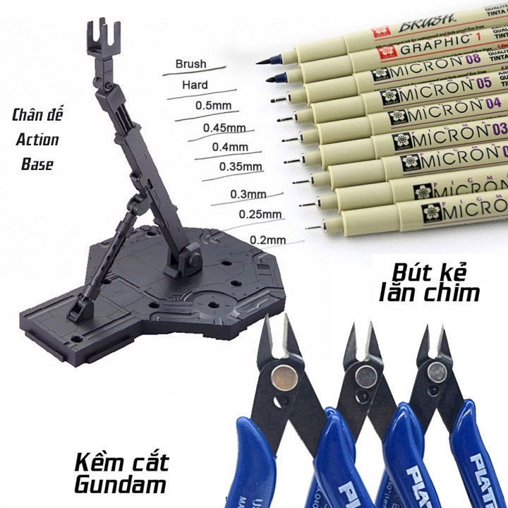 Bộ Bút Kẻ Lằn Chìm + Kềm Plato + Action Base: Phụ Kiện Gundam
