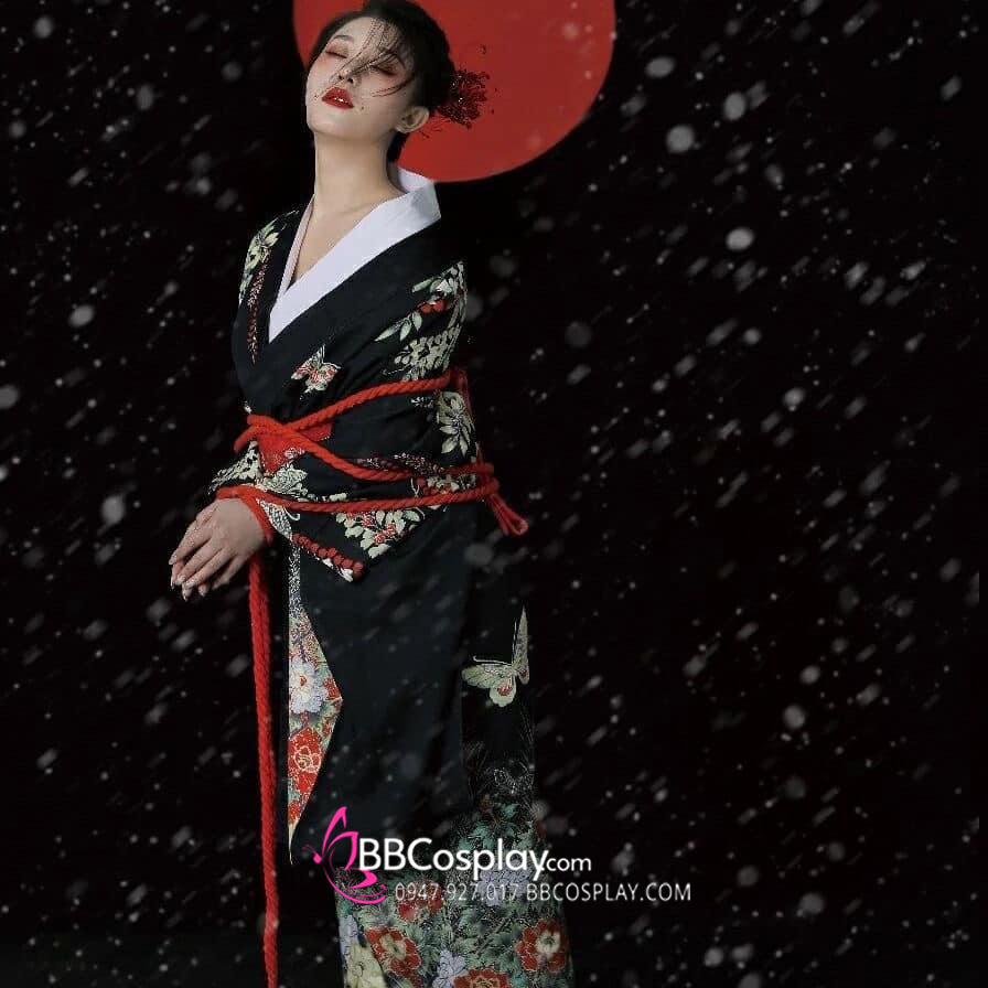 Áo Kimono Yukata Điệp Mộng Tặng Kèm Thắt Lưng