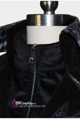 Vest Tuxedo Nhung Đen Gothic Phong Cách Steampunk Đuôi Én