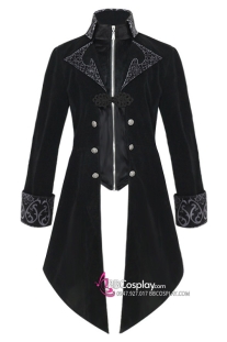 Vest Tuxedo Nhung Đen Gothic Phong Cách Steampunk Đuôi Én