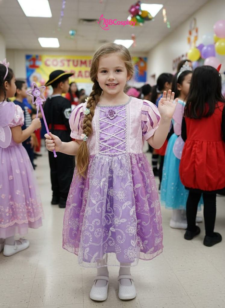 Trang Phục Hoá Trang Rapunzel - Công Chúa Tóc Mây Trẻ Em