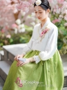 Hanbok Hàn Quốc Áo Trắng Váy Xanh Siêu Xinh Xắn