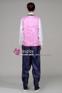 Đồ Hanbok Nam Hàn Quốc Gấm Hồng Quần Xanh