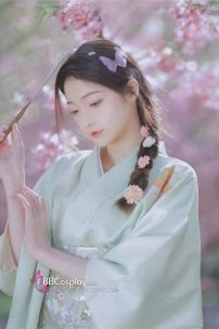 Áo Yukata Kimono Xanh Pastel Tặng Kèm Thắt Lưng