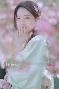 Áo Yukata Kimono Xanh Pastel Tặng Kèm Thắt Lưng