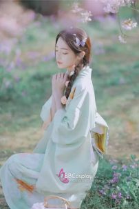 Áo Yukata Kimono Xanh Pastel Tặng Kèm Thắt Lưng