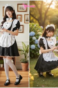 Đồ Maid Đen Dễ Thương Cổ Tim