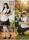 Trang Phục Maid Đen Dễ Thương Cổ Tim