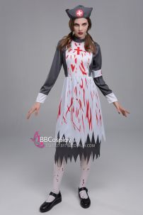 Đồ Y Tá Đầm Xám Dáng Dài Dính Máu Rách Te Tua