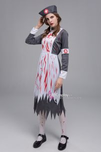 Đồ Y Tá Đầm Xám Dáng Dài Dính Máu Rách Te Tua