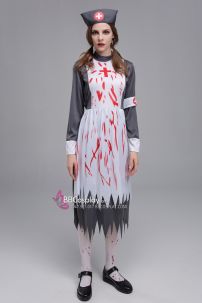 Đồ Y Tá Đầm Xám Dáng Dài Dính Máu Rách Te Tua