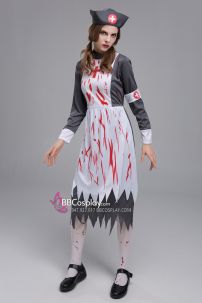 Đồ Y Tá Đầm Xám Dáng Dài Dính Máu Rách Te Tua