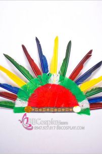 Nón Thổ Dân Lông Chim 7 Màu - Sội Lông Nhỏ