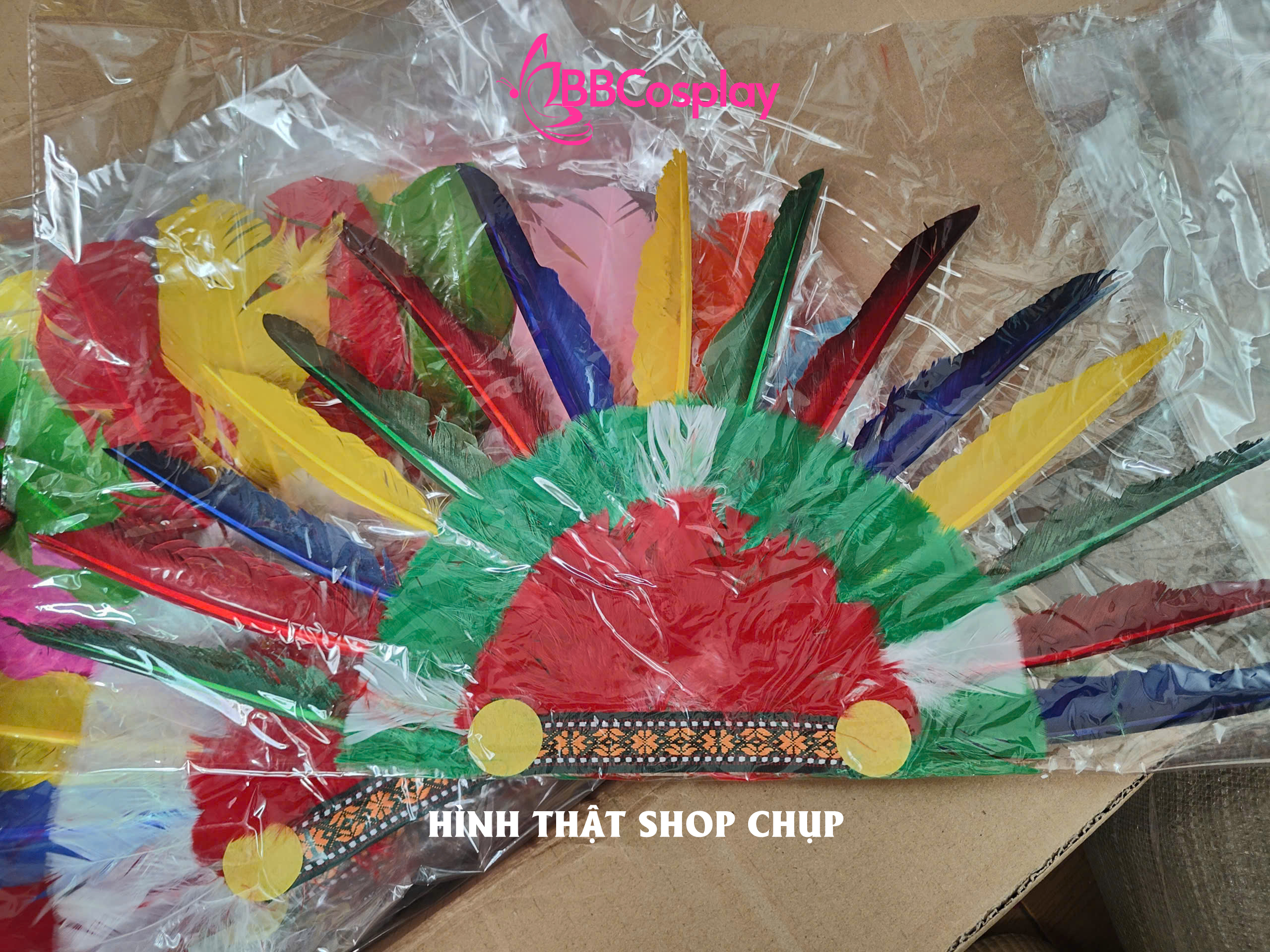 Nón Thổ Dân Lông Chim 7 Màu - Sội Lông Nhỏ
