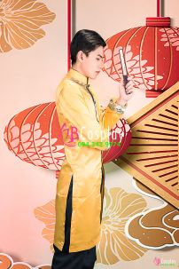 Áo Dài Nam Vàng Cách Tân Phong Cách Ấn