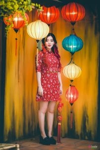 Áo Dài Đỏ Cách Tân - Áo Dài Ngắn