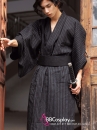 Yukata Nhật Đen Sọc Cơ Bản