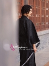 Yukata Nhật Đen Sọc Cơ Bản