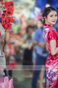 Sườn Xám Đỏ Trung Thu