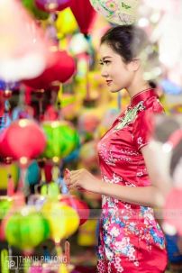 Sườn Xám Đỏ Trung Thu