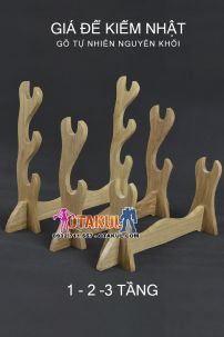 Giá Để Kiếm Gỗ Vàng Tự Nhiên Nguyên Khối 3 Tầng