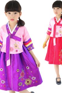 Hanbok Trẻ Em Mẫu Cách Tân Váy Ngắn Áo Hồn Váy Hồng
