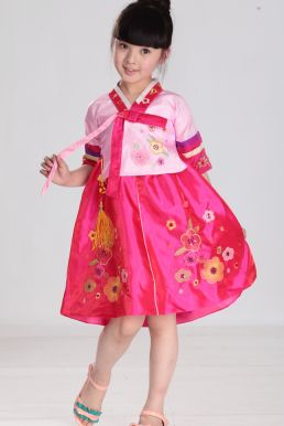 Hanbok Trẻ Em Mẫu Cách Tân Váy Ngắn Áo Hồn Váy Hồng