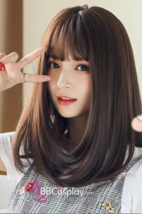 Tóc Giả Nữ Nâu Đen Sâm Ngang Vai Hàn Quốc