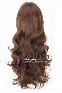 Tóc Giả Nâu Dài Xoăn Mái Ngắn