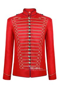 Vest Cổ Điển Phục Hưng Edwardian Đỏ Viền Chỉ Vàng