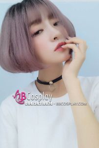 Tóc Ngắn Ombre Tím Khói