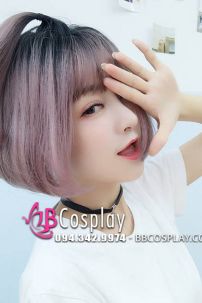 Tóc Ngắn Ombre Tím Khói
