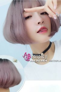 Tóc Ngắn Ombre Tím Khói