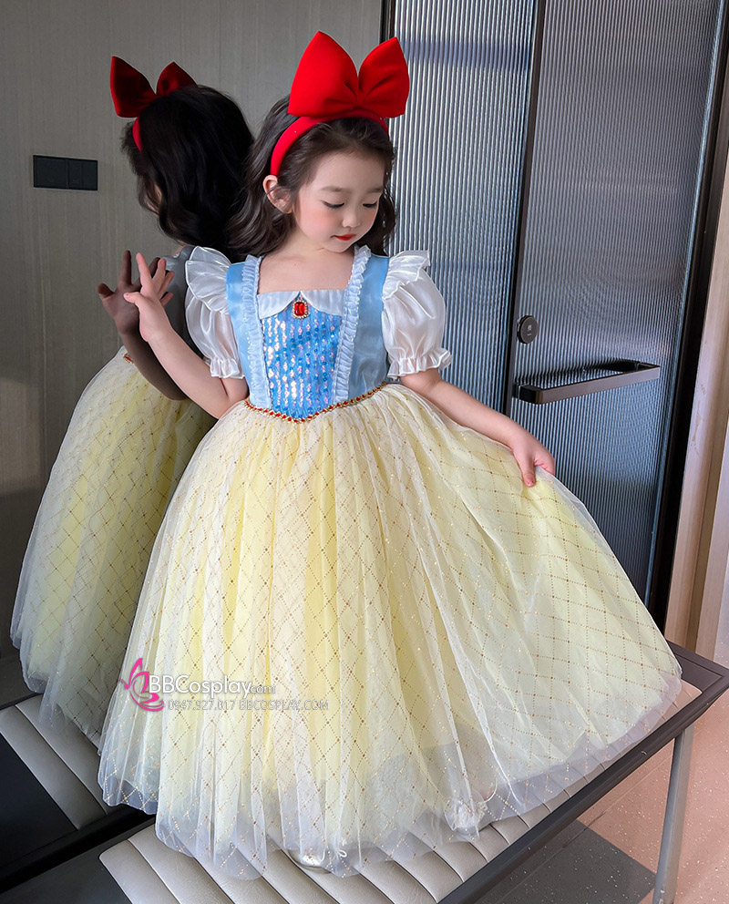 Váy công chúa bạch tuyết cho bé gái. Váy hóa trang phục dạ hội halloween  tặng kèm bờm - Tìm Voucher