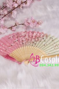 Uchiwa Quạt Vải Hồng Hoa Đào