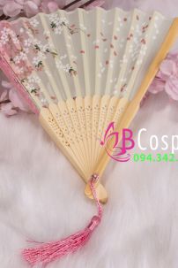 Uchiwa Quạt Vải Hồng Hoa Đào