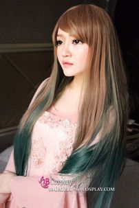 Tóc Nâu Ombre Đuôi Xanh Rêu