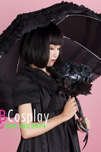 Dù Vải Ren Đen Lolita