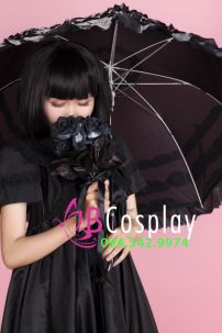Dù Vải Ren Đen Lolita