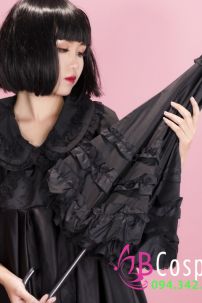 Dù Vải Ren Đen Lolita