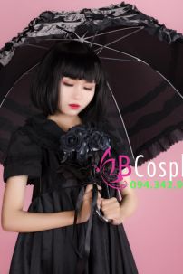 Dù Vải Ren Đen Lolita