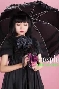 Dù Vải Ren Đen Lolita