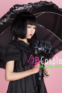 Dù Vải Ren Đen Lolita