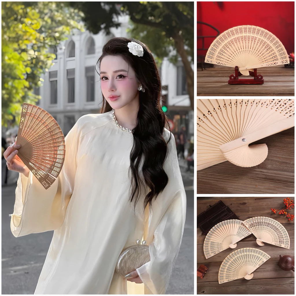 Quạt Xếp Gỗ Trơn 20Cm