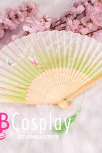 Uchiwa Quạt Vải Nhật Bản Hồng