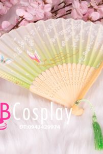 Uchiwa Quạt Vải Nhật Bản Hồng