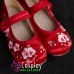 Giày Cổ Trang Trẻ Em Đỏ Thêu Hoa Đào