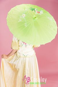 Dù Vải Xanh Lá Chuối Cán Tre